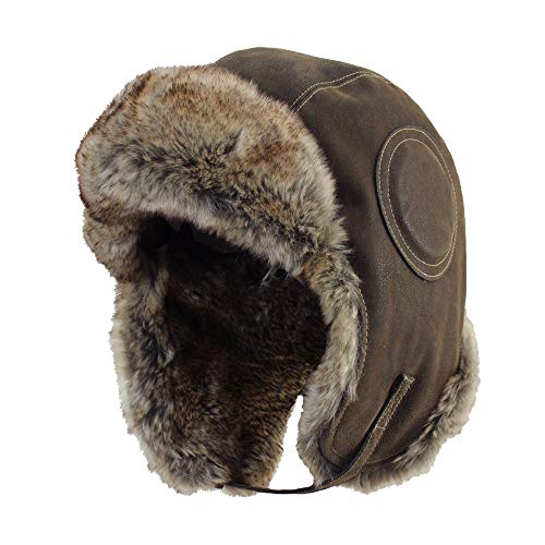 Fliegermütze aus Kunstfell, Ushanka-Stil Gr. Small, braun von Epic Militaria