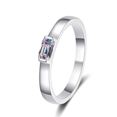 Epinki 18K Au750 Weißgold Eheringe, Klassiker Smaragd 0.5ct Labor Erstellt Diamant Verlobungsring, Gold 750 Damen Trauringe Echte Goldschmuck, Gr.54 (17.2) von Epinki