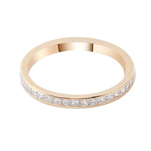 Epinki 18K Gelbgold Au750 Ring, Klassiker Bohrer Stein Hochzeitsring mit Moissanit Ovalschliff, Pärchen Ringe 750 Gold Freundschaftsringe Damen Echt Schmuck, Individuelle Größen von Epinki