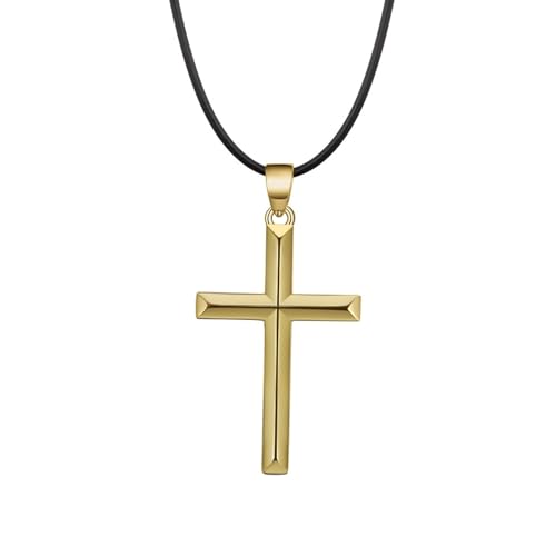 Epinki 925 Silberkette Partner, Klassiker Kreuz Halskette Anhänger Sterlingsilber S925, Männer Halskette, Gold Schwarz, 60CM von Epinki