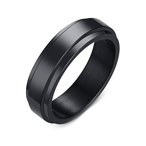 Epinki Anti Anxiety Ring, Spinner Ring für Damen Herren Drehbarer Edelstahl Anxiety Ring 6mm Spinner Ringe Trinity Ring Anti Stress Ring für Frauen Männer, Gr.65 (20.7) von Epinki