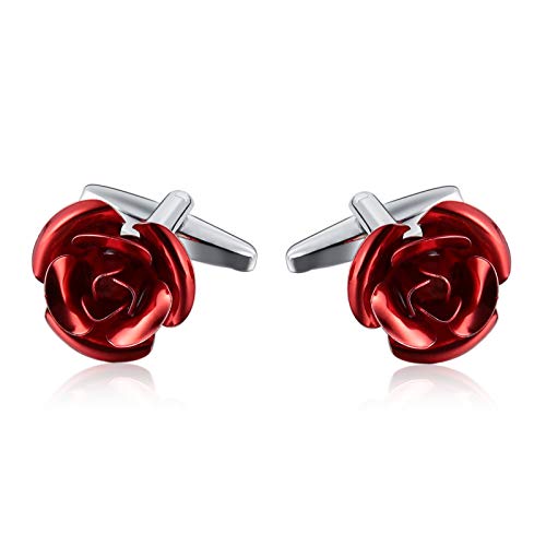 Epinki Herren Hochzeit Manschettenknöpfe, Rose Blumen Cufflinks Edelstahl Manschettenknopf für Hemd Festival Geburtstag Geschenk Tanzparty von Epinki