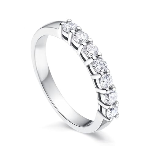 Epinki Hochzeitsband Weiß Gold 750, Klassiker Rund 0.1ct Labor Erstellt Diamant Eheringe, 18K Damen Freundschaftsringe Echtschmuck, Gr.53 (16.9) von Epinki