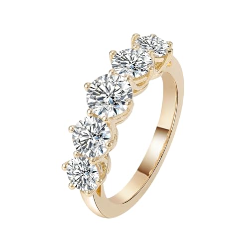 Epinki Ring 14K Gold Au585, Klassiker Pärchen Ringe mit Moissanit Ovalschliff, Gelbgold Au585 Freundschaftsringe Verlobungsring Damen Echt Gold Schmuck, Individuelle Größen von Epinki