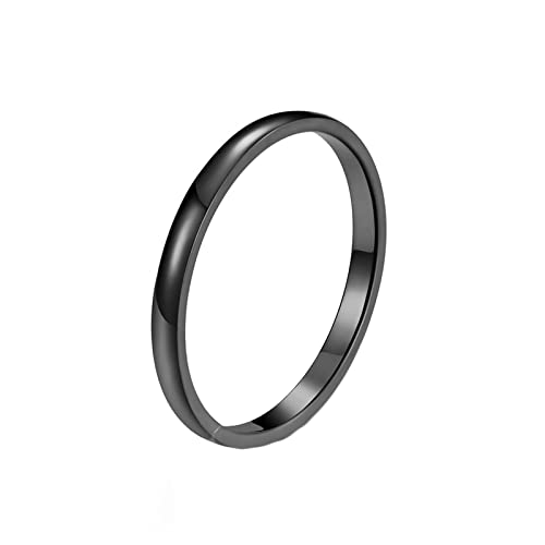 Epinki Ring Hochzeit Damen 2MM, Schwarz Pärchenringe Eheringe Dünn Stapelring Edelstahl Ringe für Frauen, Gr.54 (17.2) von Epinki