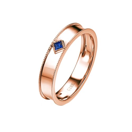 Epinki Ring Rose Gold 750 18K, Klassiker Verlobungsring mit Saphir Blau Ovalschliff, Rosegold Au750 Partnerringe Freundschaftsringe Herren Echt Schmuck, Individuelle Größen von Epinki