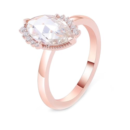 Epinki Rotgold Au585 14K Ring, Elegant Klassiker Freundschaftsringe mit Moissanit 3ct Ovalschliff, Eheringe 585 Gold Damen Echte Goldschmuck, Individuelle Größen von Epinki