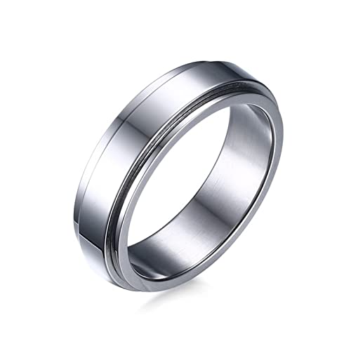 Epinki Spinning Anxiety Ring, Angst Ring für Frauen Männer Spinner Ring 6mm Band Ringe Cool Fidget Angst Ring für Angst Stress Ring Anti Angst Relief Ringe, Gr.57 (18.1) von Epinki