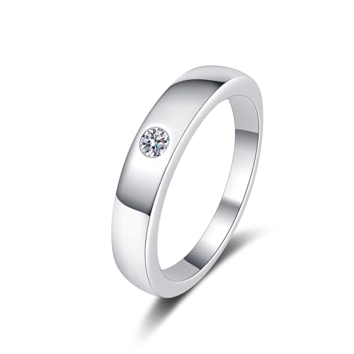 Epinki Weißgold 18 Karat Freundschaftsringe, Klassiker Rund 0.1ct Labor Erstellt Diamant Pärchen Ringe, Au750 Gold Damen & Herren Solitärring Echt Goldschmuck, Gr.49 (15.6) von Epinki