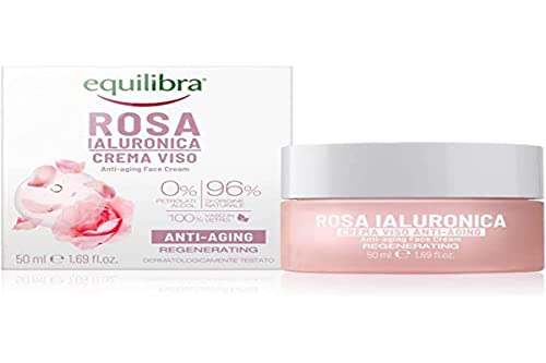 Equilibra Gesichtscreme Rosa Hyaluronica Anti-Aging auf Basis von Damaszener Rosenextrakt und Hyaluronsäure, feuchtigkeitsspendend und glättend, schnell einziehend, nicht fettend, weiß, 50 ml, 1 Stück von Equilibra