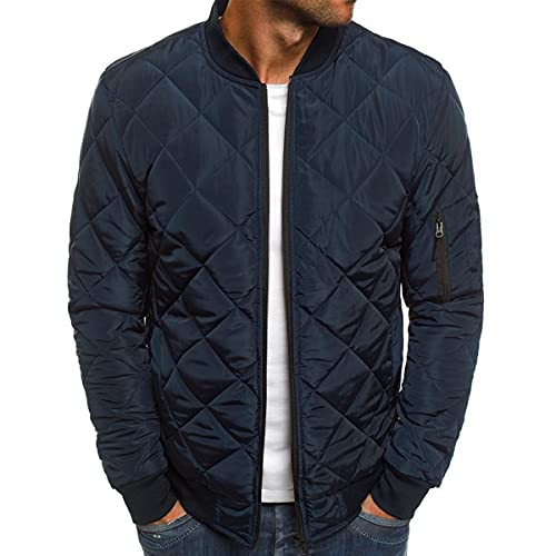 Erichman Mens Flug Bomber Diamant Stepp Jacke Leichte Varsity Jacken AutumnWinter Warme Mäntel Outwear (Navy,L,L) von Erichman