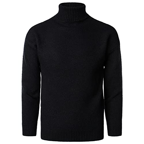 Männer Klassische Ätherisches einfarbig lose Stricken Rollkragen Pullover Kaschmir Wolle Langarm Rolle Neck Pullover (Black,L,L) von Erichman