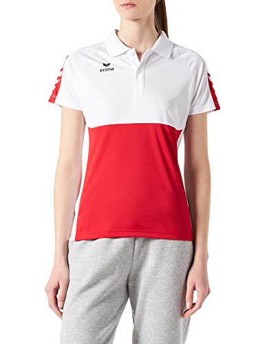 Erima Damen Six Wings Sport Polohemd, rot/weiß, 38 von Erima