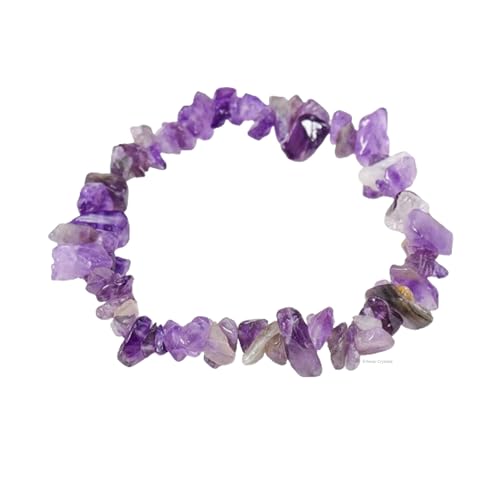 Erliway Armband mit tiefen Amethyst-Kristallen, unregelmäßige Perlen, Stretch-Armband, Heilkristalle, Splitter-Armband, natürliche Edelstein-Armbänder für Frauen, Schmuck, Reiki-Meditation von Erliway