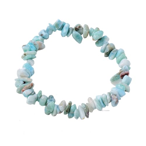 Erliway Larimar-Kristall-Armband, unregelmäßige Perlen, Stretch-Armband, Heilkristalle, Splitter-Armband, natürliche Edelstein-Armbänder für Frauen, Schmuck, Reiki-Meditation von Erliway