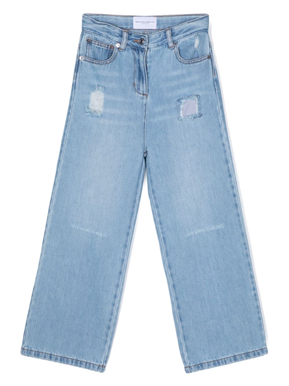 Ermanno Scervino Junior Straight-Leg-Jeans mit Logo-Patch - Blau von Ermanno Scervino Junior