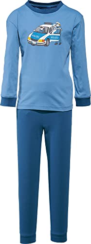 Erwin Müller Kinder-Schlafanzug, Pyjama Polizei Single-Jersey blau/Marine Größe 98/104-100% Baumwolle, hautfreundlich, mit Rundumgummizug von Erwin Müller