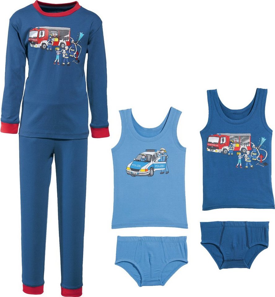 Erwin Müller Pyjama Jungen-Wäsche-Set 6-tlg. Single-Jersey gemustert von Erwin Müller