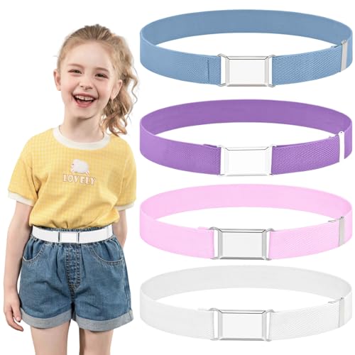 Erzekrim Elastischer Gürtel Kinder Gürtel für Kinder 4 Stück Stretch Kindergürtel Einstellbar Kinder Gürtel mit Einfacher Magnetschnalle, für Jungen Mädchen Jeans Shorts Hosen Kleid von Erzekrim