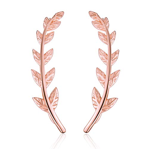 ✦Muttertagsgeschenke für Mama✦ Winglove 18 Karat Vergoldung Ohrringe Silber 925 Blatt Ohrstecker Blätter Form Ohrringe Schmuck Damen Geschenke für Frauen, Muttertag Geschenk.(Rose Gold-2) von Winglove