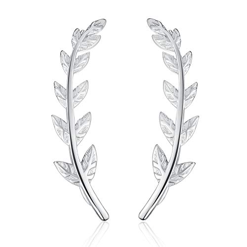 ✦Muttertagsgeschenke für Mama✦ Winglove 18 Karat Vergoldung Ohrringe Silber 925 Blatt Ohrstecker Blätter Form Ohrringe Schmuck Damen Geschenke für Frauen, Muttertag Geschenk.(White Gold-2) von Winglove