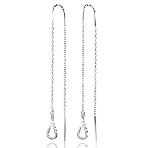 ✦Muttertagsgeschenke für Mama✦ Winglove 18 Karat Vergoldung Ohrringe Silber 925 Hängend CZ Hollow Teardrop Ohrringe Lang Zirkonia Kreis Kette Ohrringe Muttertagsgeschenk.(White Gold-2) von Winglove