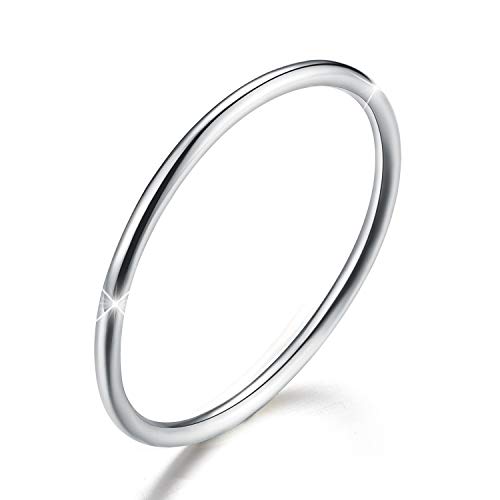 Esberry ✦Muttertagsgeschenk 18 Karat Vergoldung 925 Sterling Silber Minimalistische Gelenkringe Einfache dünne Ringe Schwanzringe Stapelbare Ringe, Größe 2-11 (White Gold, 49(15.75)) von Esberry