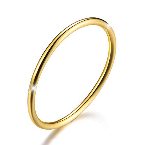 ✦Muttertagsgeschenk✦ Esberry 18 Karat Vergoldung 925 Sterling Silber Minimalistische Gelenkringe Einfache dünne Ringe Schwanzringe Stapelbare Ringe, Größe 2-11 (Yellow Gold, 49(15.75)) von Esberry