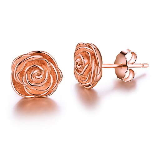 ✦Muttertagsgeschenke für Mama✦ Winglove Ohrringe Silber 925 Rose Blume Ohrstecker Blume Ohrringe Schmuck Damen Geschenke für Frauen, Muttertag Geschenk.(Rose Gold) von Winglove