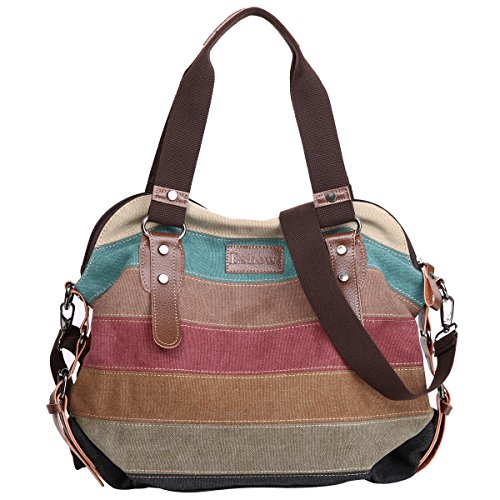 Eshow Damen Canvas Handtasche Schultertasche Umhängetasche groß mit Handgriff für Arbeit Schule Shopping von Eshow