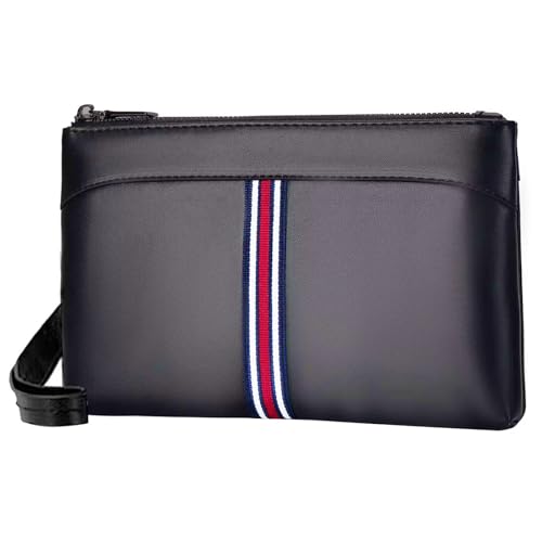 Eshow Handgelenktasche Herren, Casual Clutch-Taschen, Portmonee Herren Groß aus PU Leder, Handtasche Männer, Brieftasche für Freizeit, Büro, Schwarz von Eshow