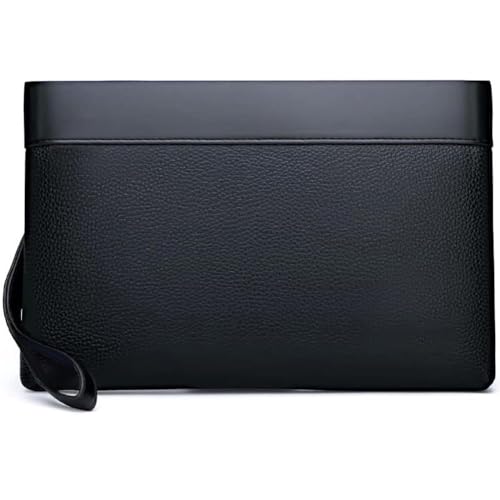 Eshow Handgelenktasche Herren Vintage Handtasche aus PU Leder Herren Clutch Tasche mit Kartenfach Herrenhandtasche für Reisen Festival Schwarz von Eshow