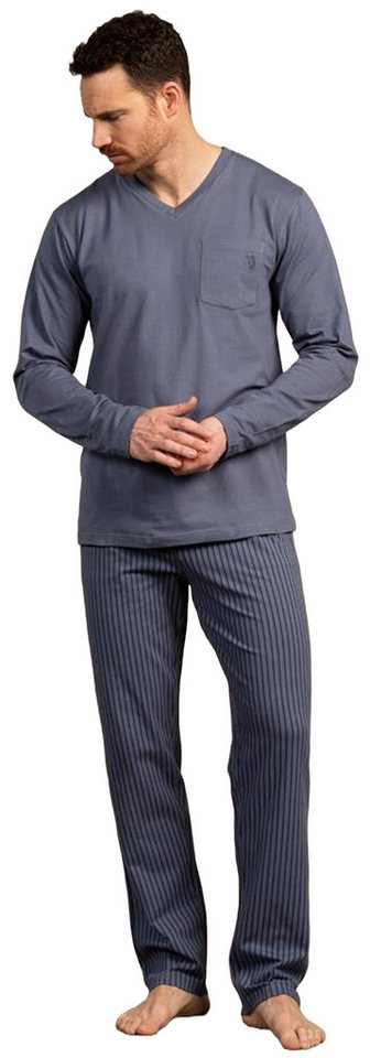 Eskimo Schlafanzug Herren Pyjama mit langem Arm (2 tlg) Baumwollmischung von Eskimo