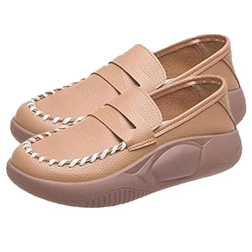 Esncddym Damen-Loafer zum Fahren, klobige Slipper für Damen | Plateau-Loafer-Schuhe für Damen - Damen-Leder-Loafer mit weichen Sohlen, korrigierende weiche Lederschuhe für Arbeit, Partys, Reisen von Esncddym