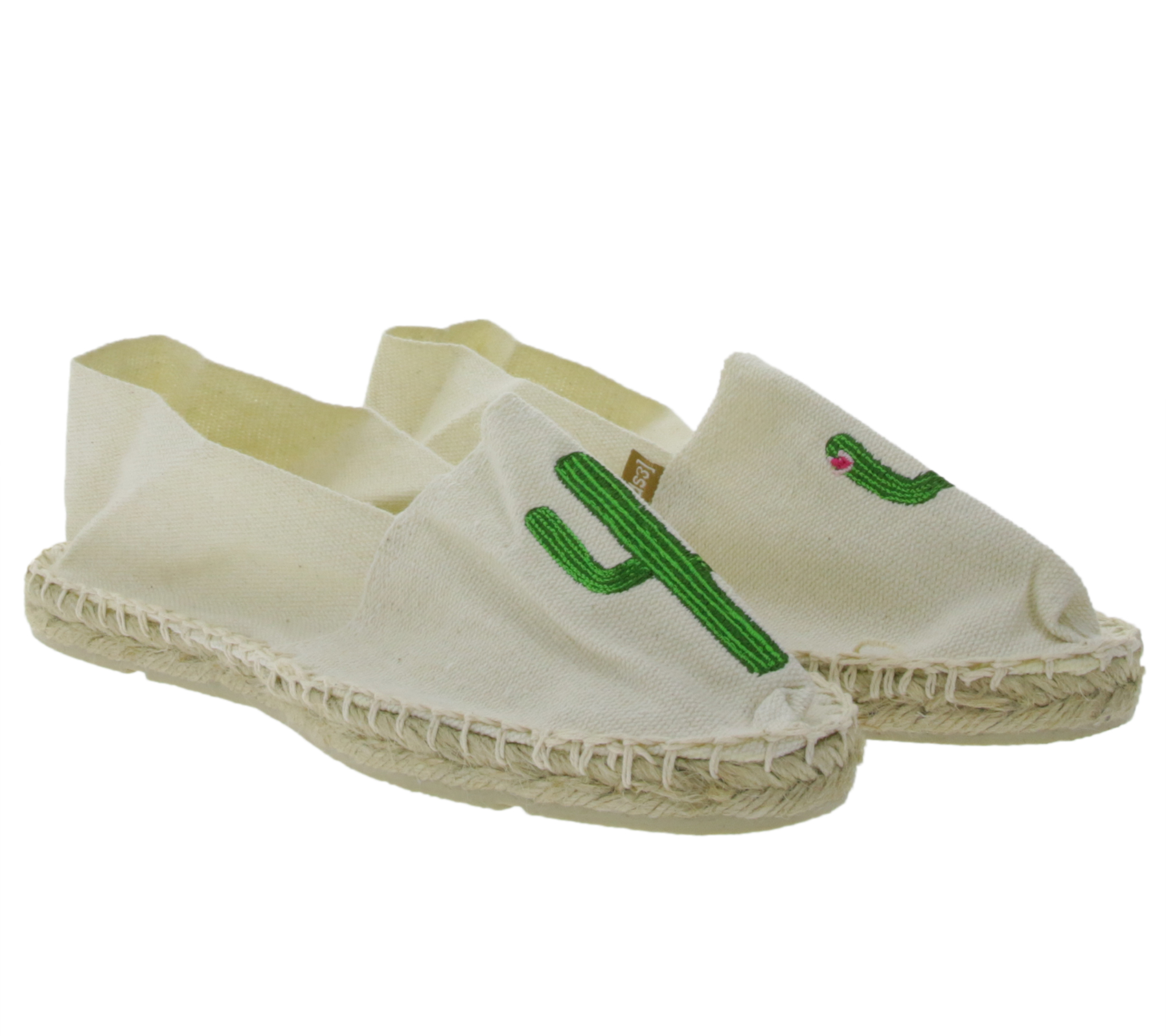 Espadrij Classic Brode Damen Pantoffeln modische Sommer-Schuhe mit Kaktus-Print Beige von Espadrij