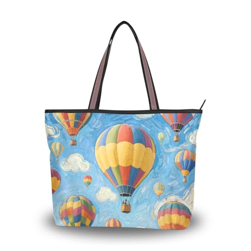 Art Painting Blue Hot Air Balloon Silk Fabric zippered tote bag convenient satchel handbags for women Art Painting Blue Hot Air Balloon Silk Fabric zippered tote bag convenient satchel handbags for women von EtherSpher
