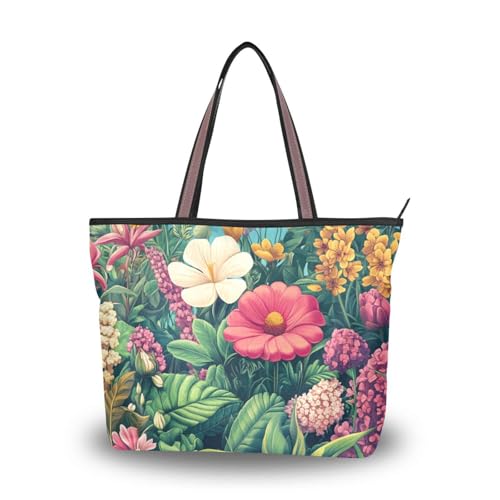 Bloom Flowers Floral Weeds Spring silk fabric zippered womens tote bag convenient handbags for women shoulder Bloom Flowers Floral Weeds Spring silk fabric zippered womens tote bag convenient handbags for women shoulder von EtherSpher