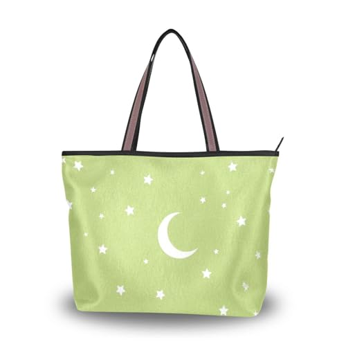 Childish Star and Moon Green Color silk fabric zippered work tote bags trendy handbags for women 2025 Childish Star and Moon Green Color silk fabric zippered work tote bags trendy handbags for women 2025 von EtherSpher