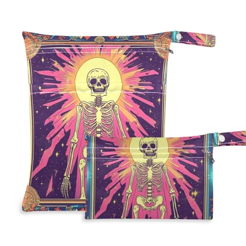 EtherSpher Bunte Mystic Taro astrologische Skelett-Tasche mit Reißverschluss, 2 Stück, Wickeltasche, wichtige Gegenstände mit Griffen für Pool, Baden EtherSpher Bunte Mystic Taro astrologische Skelett-Tasche mit Reißverschluss, 2 Stück, Wickeltasche, wichtige Gegenstände mit Griffen für Pool, Baden von EtherSpher
