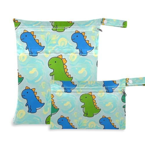 EtherSpher Bunte wiederverwendbare Wickeltasche mit Cartoon-Tier-Dinosaurier-Motiv, 2 Stück, wichtige Gegenstände mit Griffen für Fitnessstudio, Fitnessstudio EtherSpher Bunte wiederverwendbare Wickeltasche mit Cartoon-Tier-Dinosaurier-Motiv, 2 Stück, wichtige Gegenstände mit Griffen für Fitnessstudio, Fitnessstudio von EtherSpher
