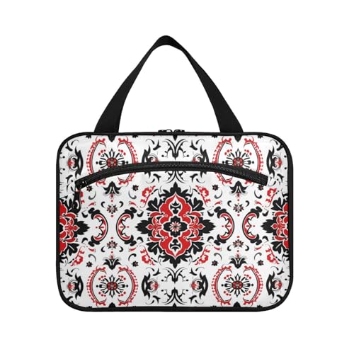 EtherSpher Herren-Kulturbeutel mit Haken, Paisley-Muster, schwarz, mit Haken, Designer-Tasche für Make-up, Reisen, Urlaub, Estuche Para Guardar Maquillaje L, Rotes Paisley-Muster, schwarz, Large EtherSpher Herren-Kulturbeutel mit Haken, Paisley-Muster, schwarz, mit Haken, Designer-Tasche für Make-up, Reisen, Urlaub, Estuche Para Guardar Maquillaje L, Rotes Paisley-Muster, schwarz, Large von EtherSpher
