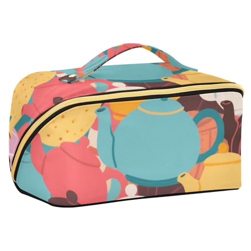 EtherSpher Kosmetiktasche mit Trennwänden, Cartoon-Motiv, niedliche Teekanne, große Make-up-Tasche, Reisegröße, Zubehör EtherSpher Kosmetiktasche mit Trennwänden, Cartoon-Motiv, niedliche Teekanne, große Make-up-Tasche, Reisegröße, Zubehör von EtherSpher