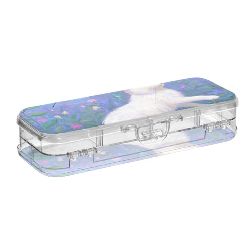 EtherSpher Kunst-Ölgemälde, Cartoon-Blume, Katze, Kunststoff, transparent, doppelstöckig, Hartschalen-Etui für Schreibwaren, mit Schnappverschluss und Deckel EtherSpher Kunst-Ölgemälde, Cartoon-Blume, Katze, Kunststoff, transparent, doppelstöckig, Hartschalen-Etui für Schreibwaren, mit Schnappverschluss und Deckel von EtherSpher