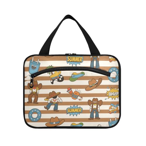 EtherSpher Make-up-Tasche im Vintage-Stil, Cowboy-Design, zum Aufhängen, mit Haken, kompakte Designer-Tasche für Herren, für Kreuzfahrt, Reisen, Camping, Brochas, Maquillaje L, Braun / Weiß EtherSpher Make-up-Tasche im Vintage-Stil, Cowboy-Design, zum Aufhängen, mit Haken, kompakte Designer-Tasche für Herren, für Kreuzfahrt, Reisen, Camping, Brochas, Maquillaje L, Braun / Weiß von EtherSpher