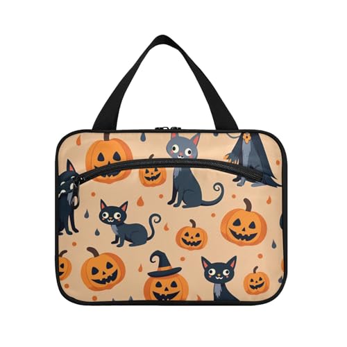 EtherSpher Reise-Kulturbeutel mit niedlichem Halloween-Motiv, orangefarbene Katzen, schwarz, zum Aufhängen, für Herren, mit Haken, Designer-Make-up-Tasche für Reisen, Badezimmer, Maleta Para EtherSpher Reise-Kulturbeutel mit niedlichem Halloween-Motiv, orangefarbene Katzen, schwarz, zum Aufhängen, für Herren, mit Haken, Designer-Make-up-Tasche für Reisen, Badezimmer, Maleta Para von EtherSpher