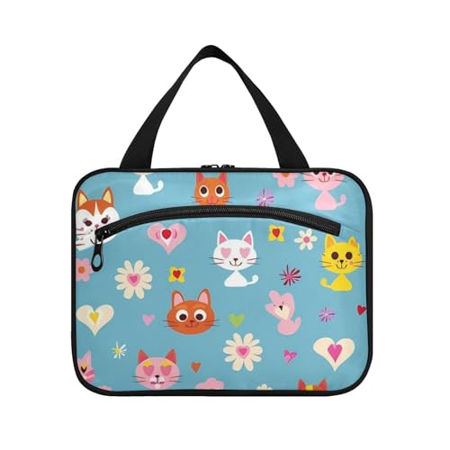 EtherSpher Schlichtes Toilettenartikel-Set mit Cartoon-Katzen zum Aufhängen für Männer mit Haken, waschbare Designer-Make-up-Organizer-Tasche für Reisen, Frauen, Reisen, Brochas, Maquillaje L EtherSpher Schlichtes Toilettenartikel-Set mit Cartoon-Katzen zum Aufhängen für Männer mit Haken, waschbare Designer-Make-up-Organizer-Tasche für Reisen, Frauen, Reisen, Brochas, Maquillaje L von EtherSpher