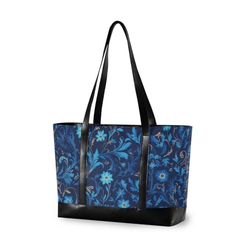EtherSpher William Morris Style Blue Floral Pattern Fashion Laptop Tote Bag for women with zipper work bags for office with maletin ejecutivo para mujer EtherSpher William Morris Style Blue Floral Pattern Fashion Laptop Tote Bag for women with zipper work bags for office with maletin ejecutivo para mujer von EtherSpher