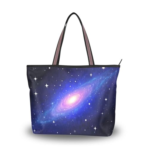 Galaxy Sparkling Dark Blue silk fabric zippered tote for women summer chick handbags for women shoulder Galaxy Sparkling Dark Blue silk fabric zippered tote for women summer chick handbags for women shoulder von EtherSpher