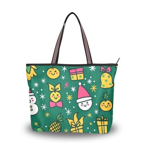 Merry Christmas Tree Cartoon Cute White Penguin silk fabric zippered work tote bag stylish handbags for women Merry Christmas Tree Cartoon Cute White Penguin silk fabric zippered work tote bag stylish handbags for women von EtherSpher