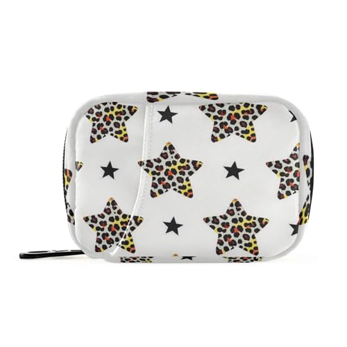 Weiße Medikamententasche mit Leopardenmuster und Sternen mit abnehmbaren Fächern, Medikamenten-Reiseetui für die Handtasche, Leopardendruck mit weißen Sternen, 1 size Weiße Medikamententasche mit Leopardenmuster und Sternen mit abnehmbaren Fächern, Medikamenten-Reiseetui für die Handtasche, Leopardendruck mit weißen Sternen, 1 size von EtherSpher